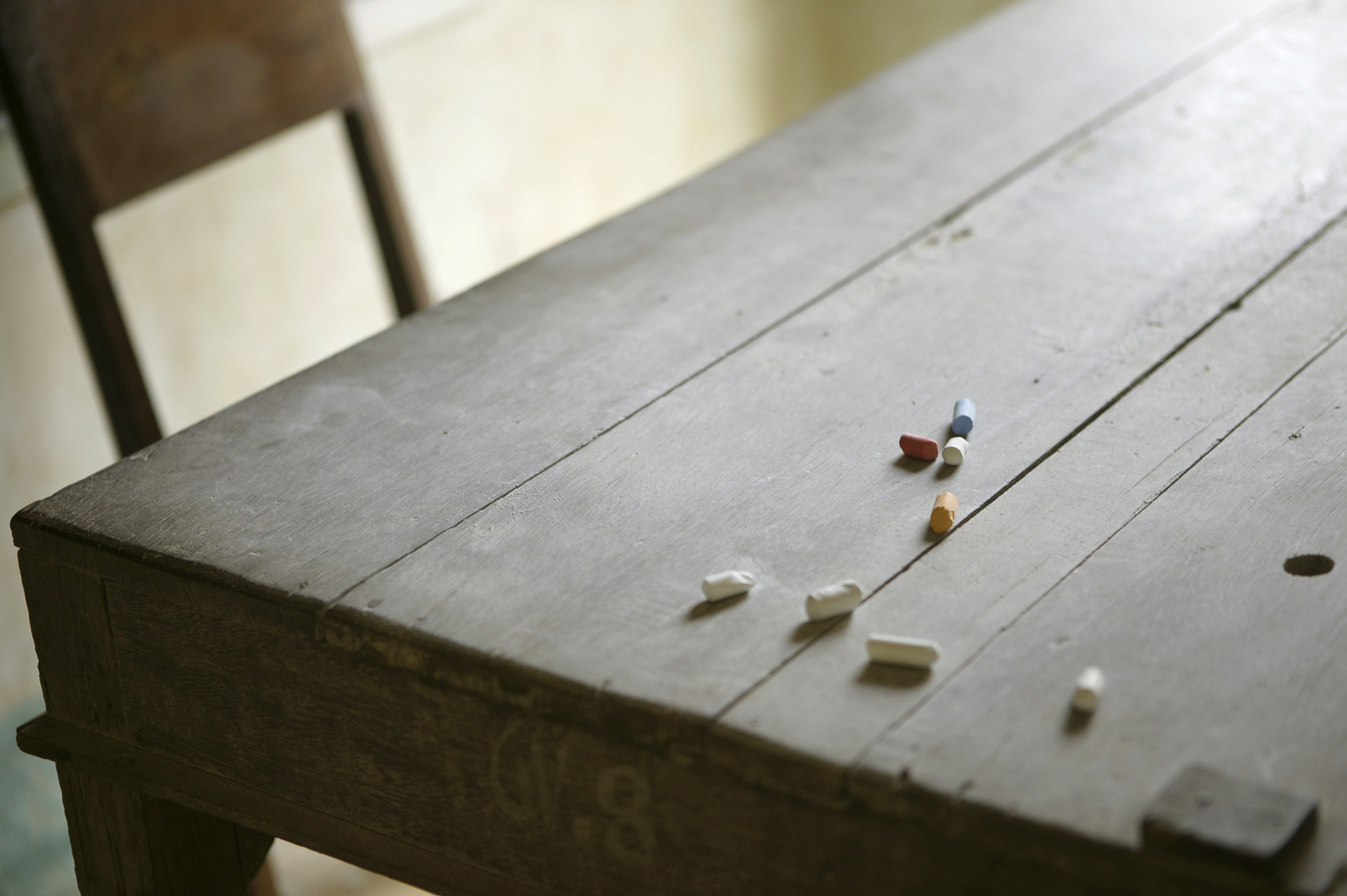 Detail of chalk on table, Viet Nam/Steve Mason Photography