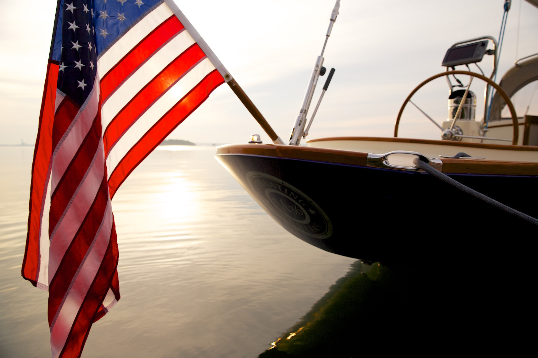 American Flag off sailboat