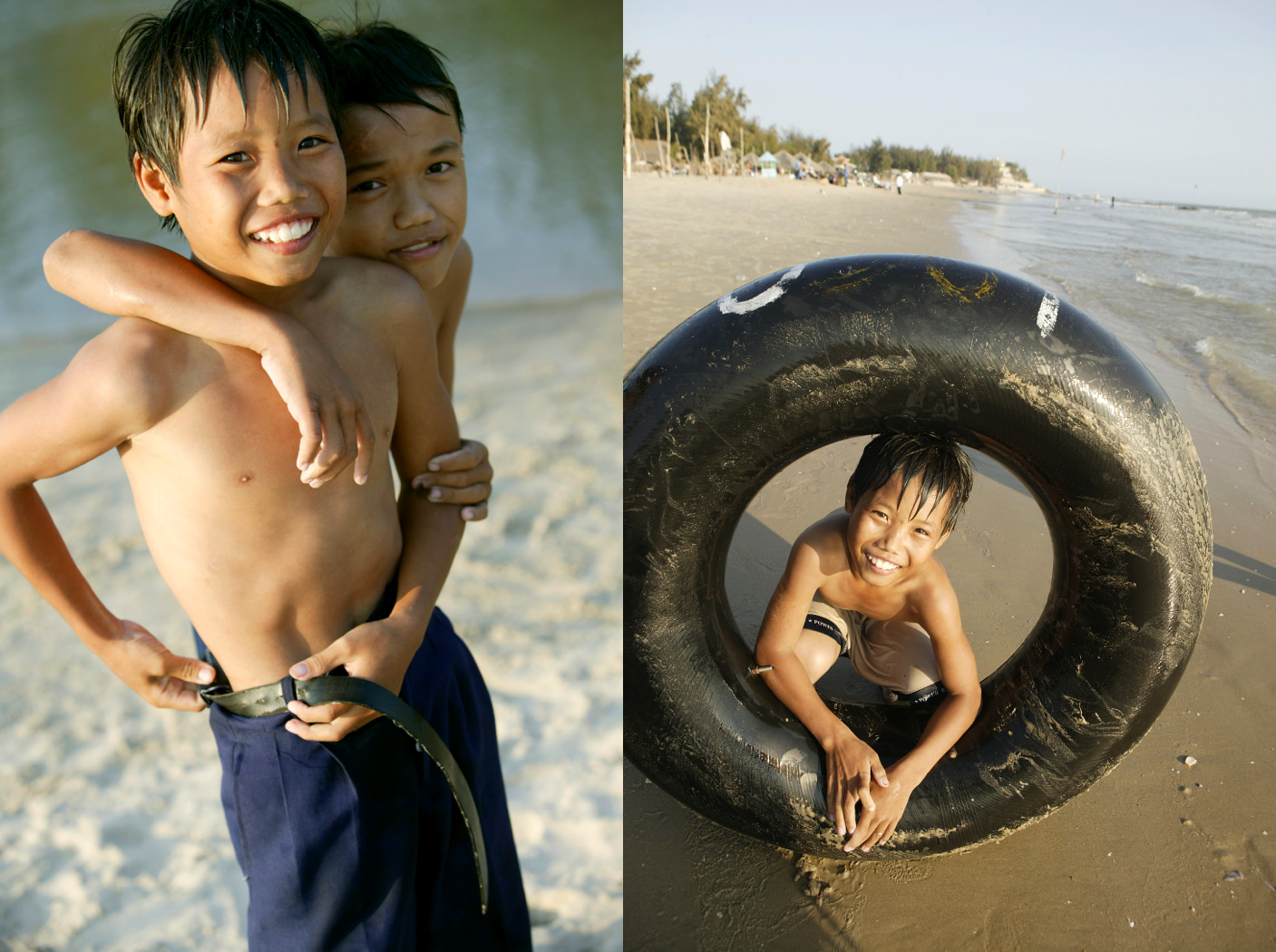 Young Vietnaese boys enjoy  beach/Steve Mason Photography